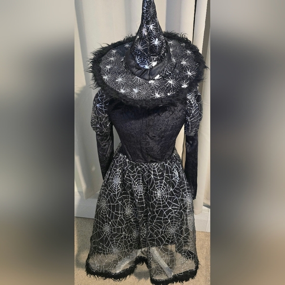 Girls Black and White Spider Web Witch Costume - Picture 3 of 6